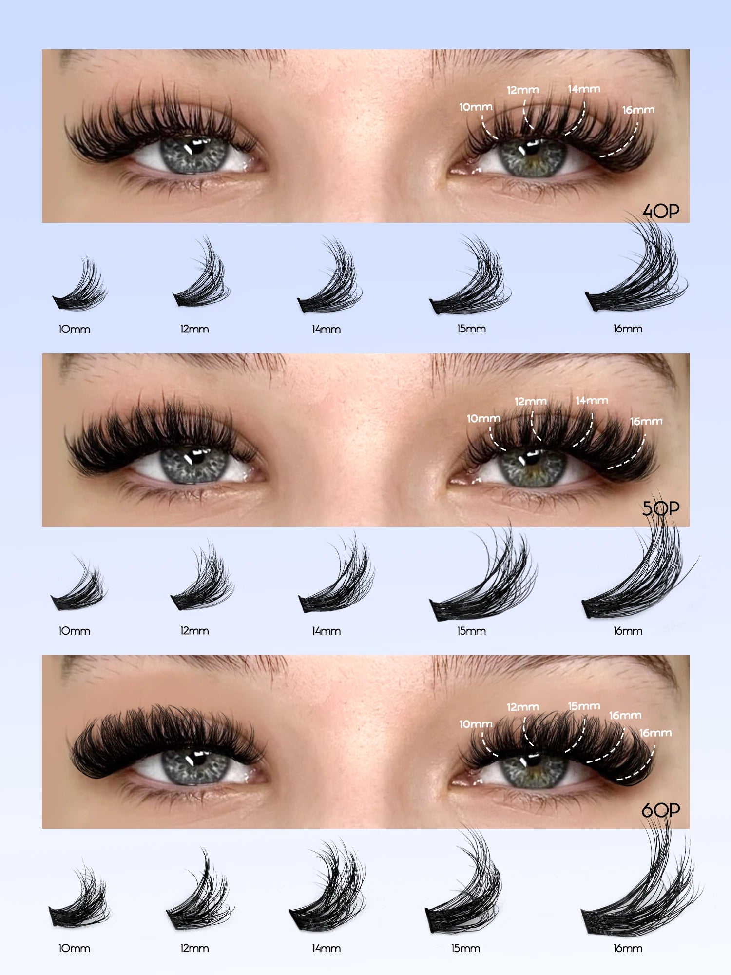 GROINNEYA Cluster Lash Kit – Fluffy Faux Mink, Mixed Lengths