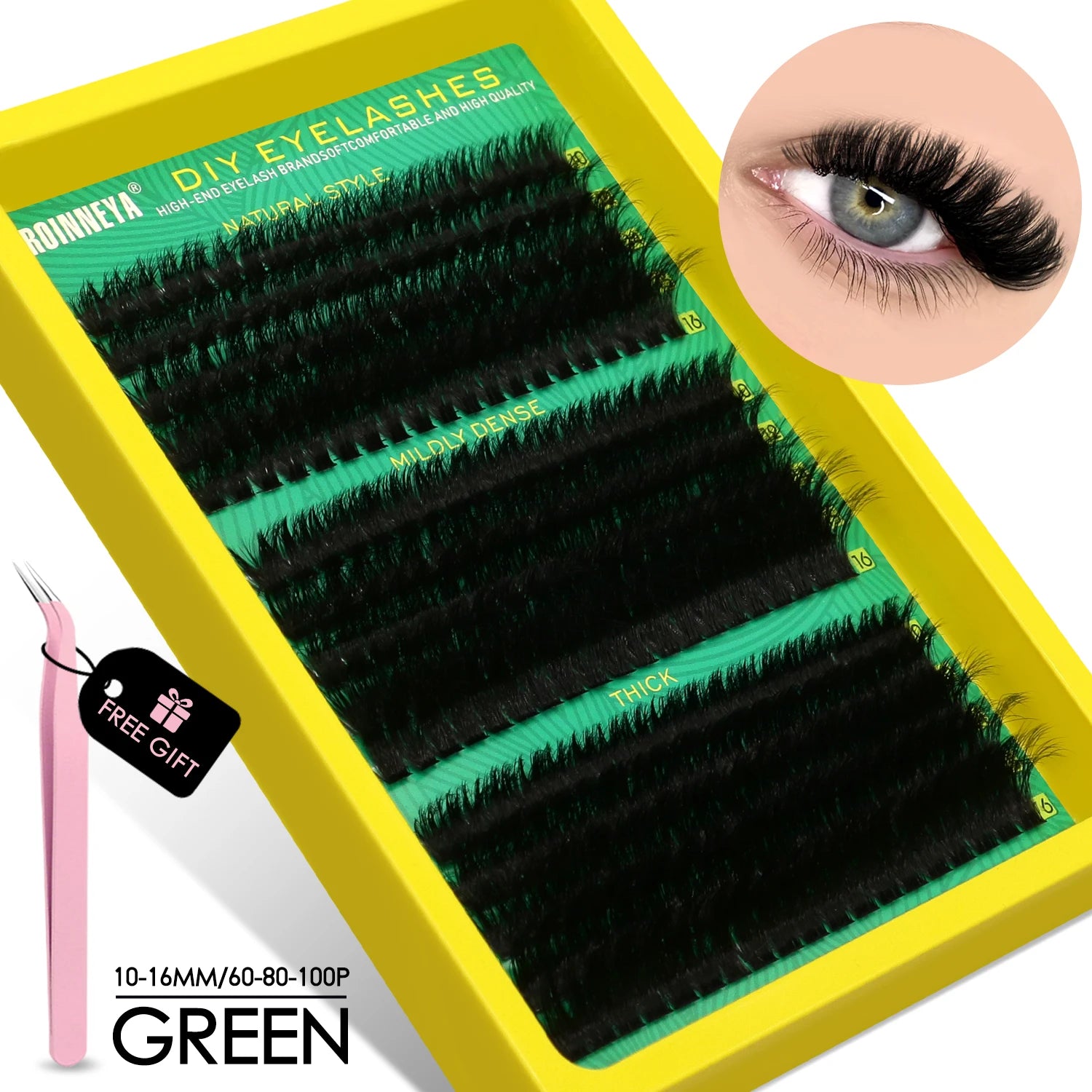 GROINNEYA Cluster Lash Kit – Fluffy Faux Mink, Mixed Lengths