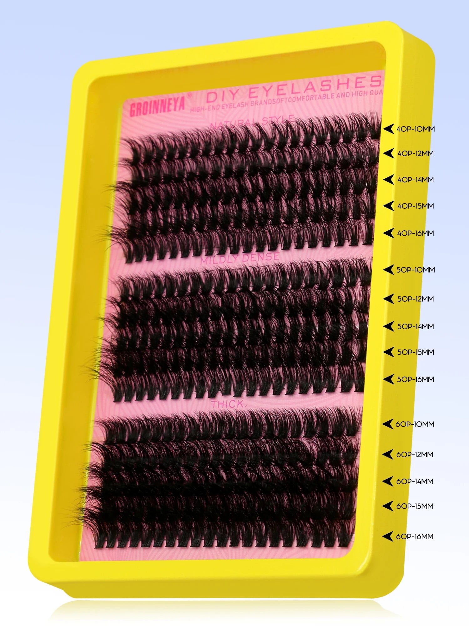 GROINNEYA Cluster Lash Kit – Fluffy Faux Mink, Mixed Lengths