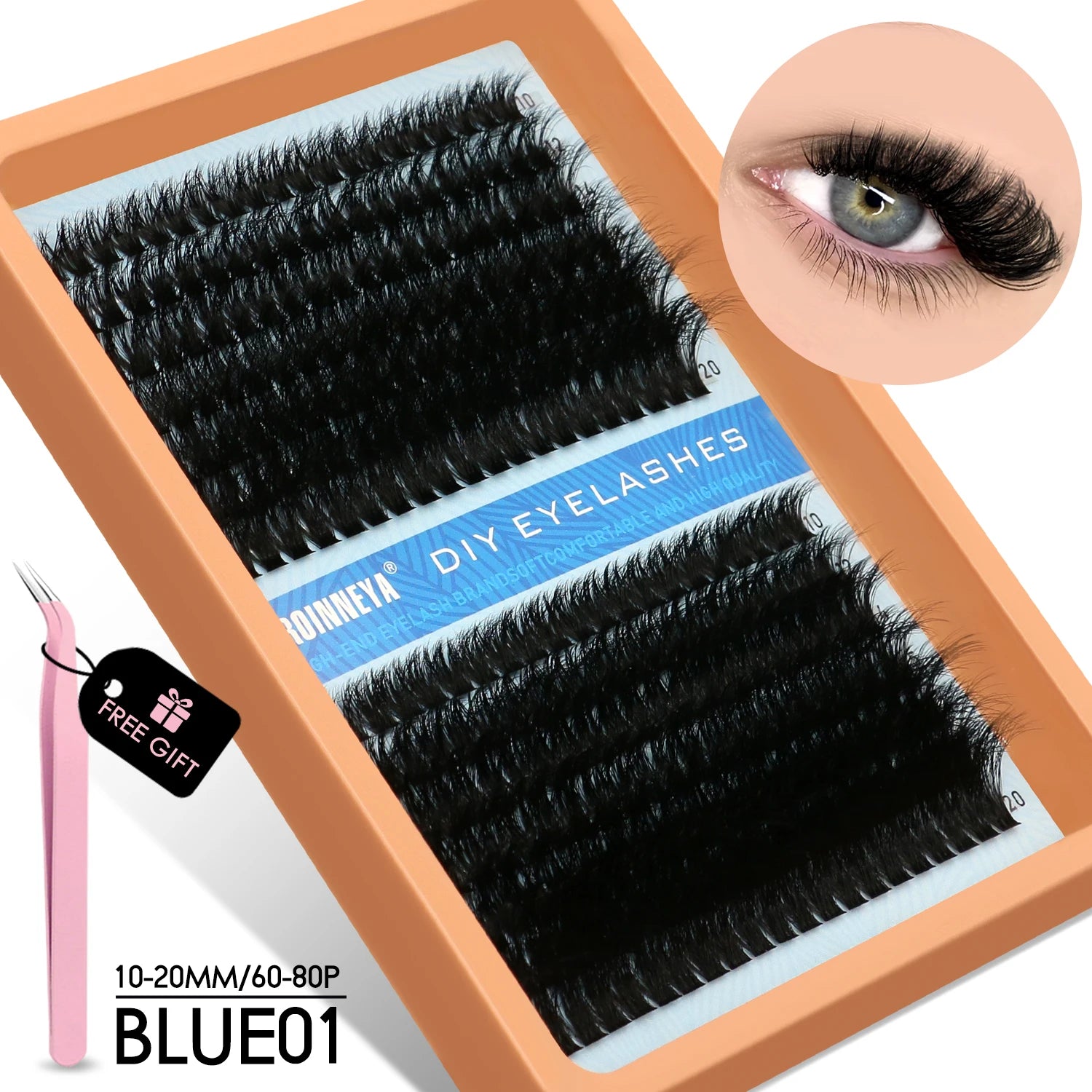 GROINNEYA Cluster Lash Kit – Fluffy Faux Mink, Mixed Lengths
